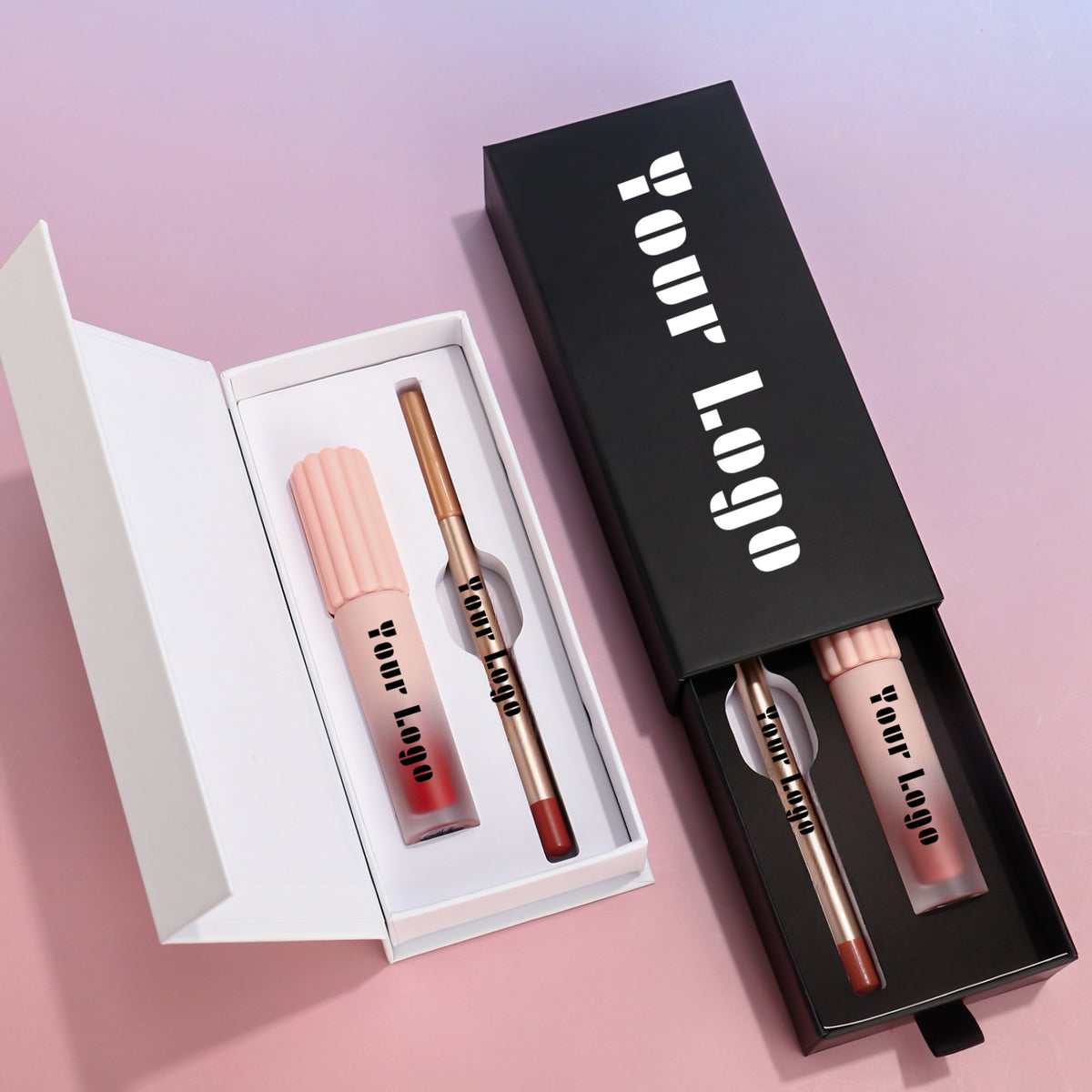 Customized Lipstick Kit Two in One Set Lip Liner and Lip Gloss for Wedding Birthday Anniversary Celebration Event Gift (for 50)