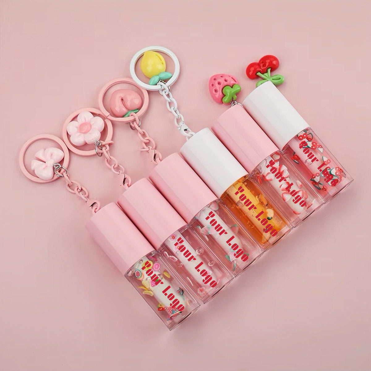 Customized Lipgloss Cute Keychain for Holiday Gifts Girls Night (for 5)