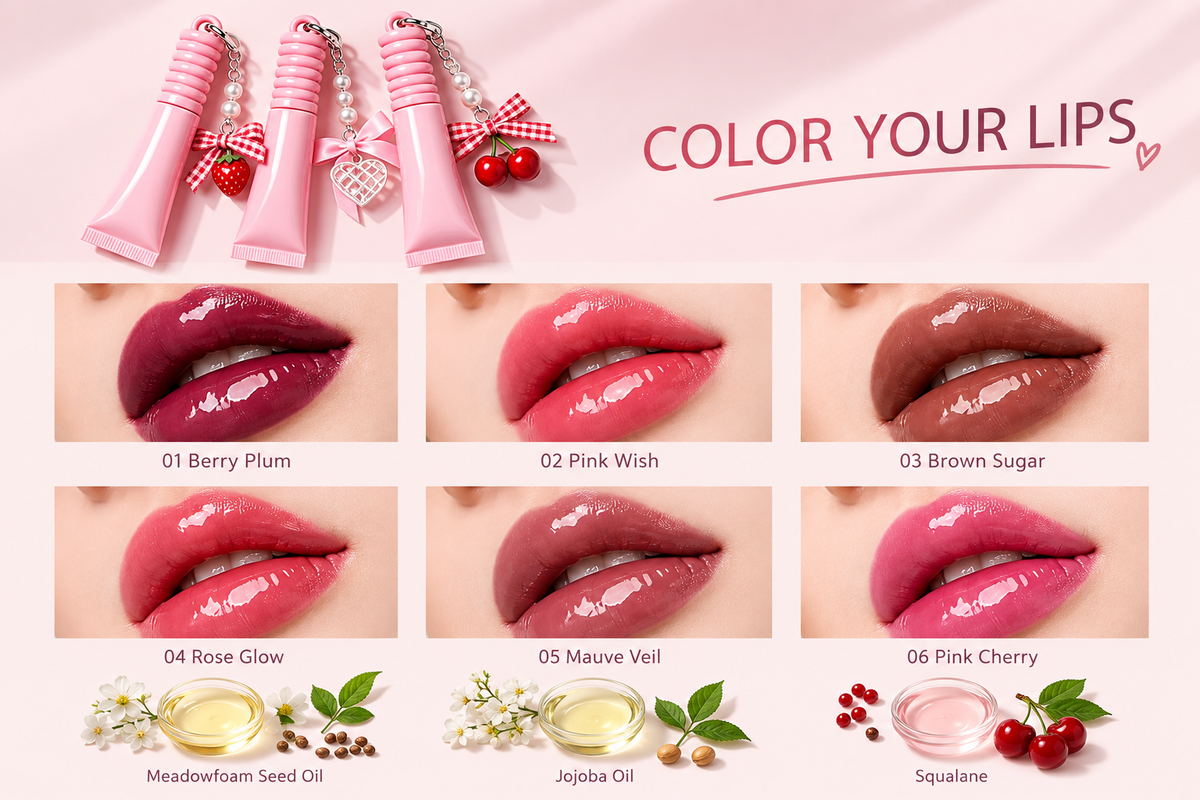 Customized Tinted Lip Oil Balm Lipgloss Moisturizing Vegan Great For Wedding Party Birthday Event Gifts Add Your Logo